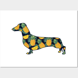 Pineapple Hawaiian Dachshund Posters and Art